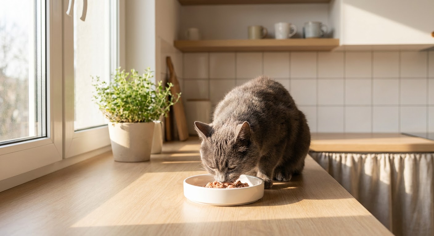 Blötmat till katt: Hur ofta och hur mycket per dag?